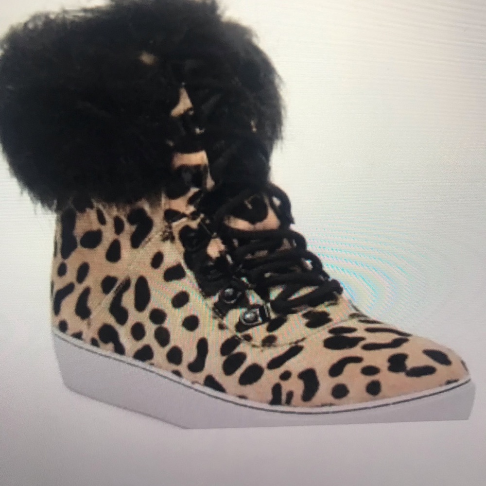 Linea Paolo Gigi Faux Fur Leopard Sneaker-High Top